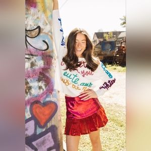 NWT Queen of Sparkles I Love You Glitter Sweater | Size: M